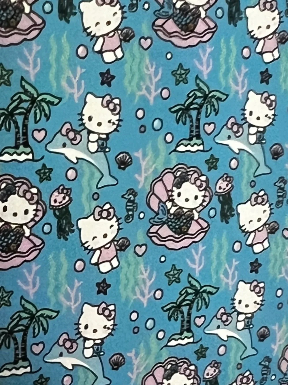 NEW Hello Kitty Mermaid Dolphin Jellyfish Throw Blanket 50”x70” Blue Pink
